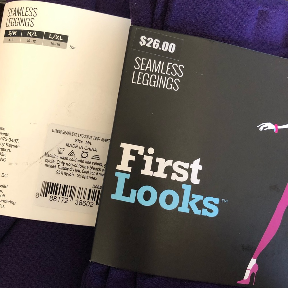 🦋NWT Hue First Looks Seamless Footless Leggings - Picture 2 of 2